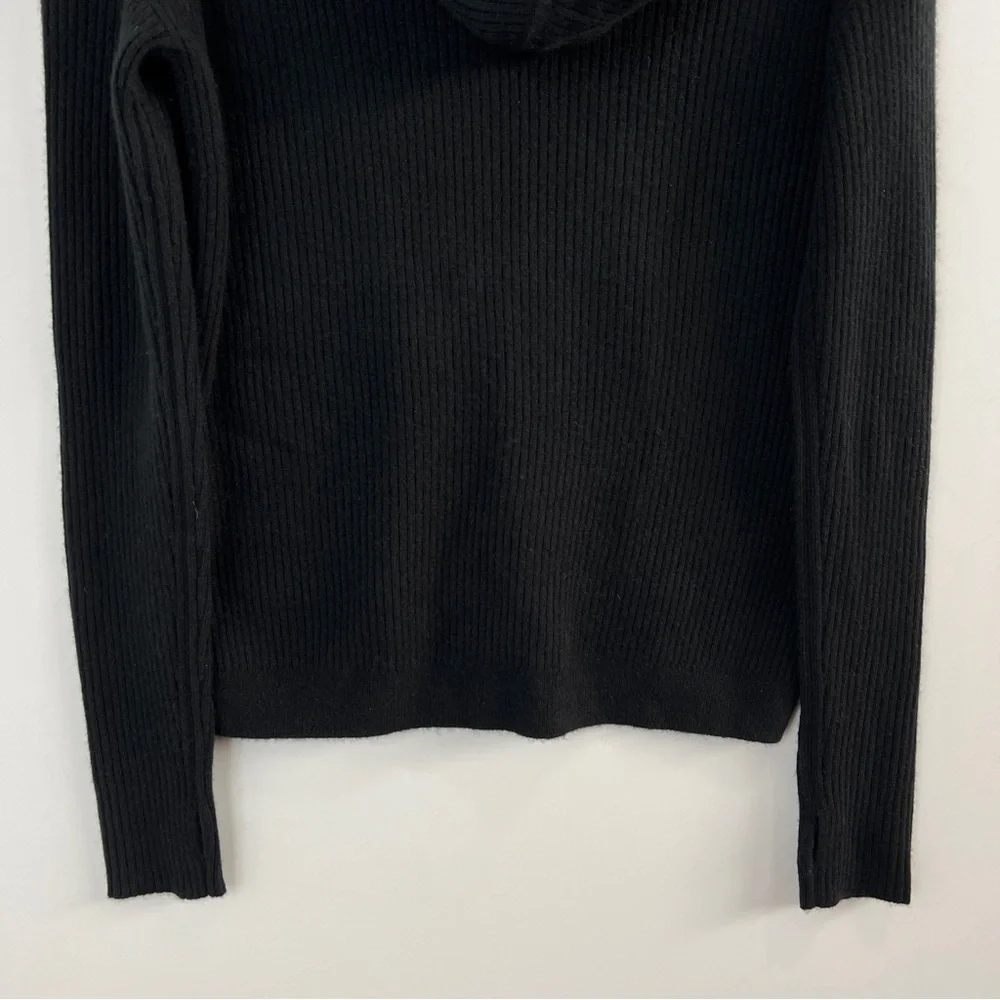 NWT Naadam Luxe Cashmere Ribbed Hoodie Pullover Sweater Black XS - Picture 9 of 11
